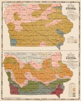 Rainfall Map and Mean Annual Temperature Map, Iowa State Atlas 1904